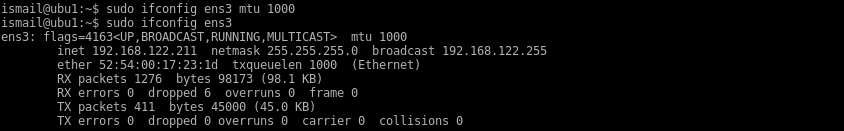 Change MTU for Network Interface