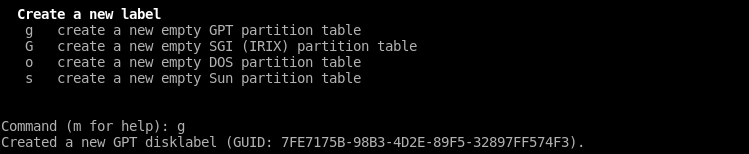 Format Disk GPT Partition Table