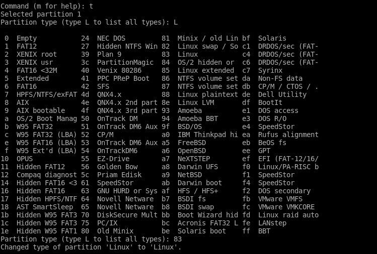 Change Partition Type