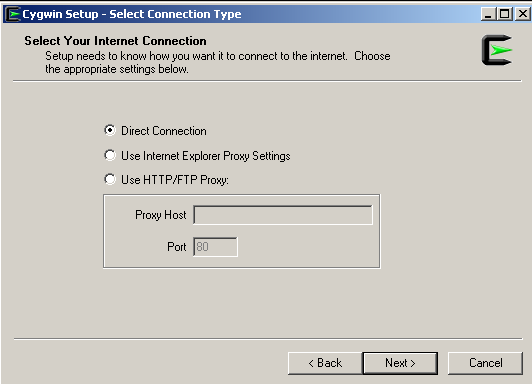 Select Internet Connection Type