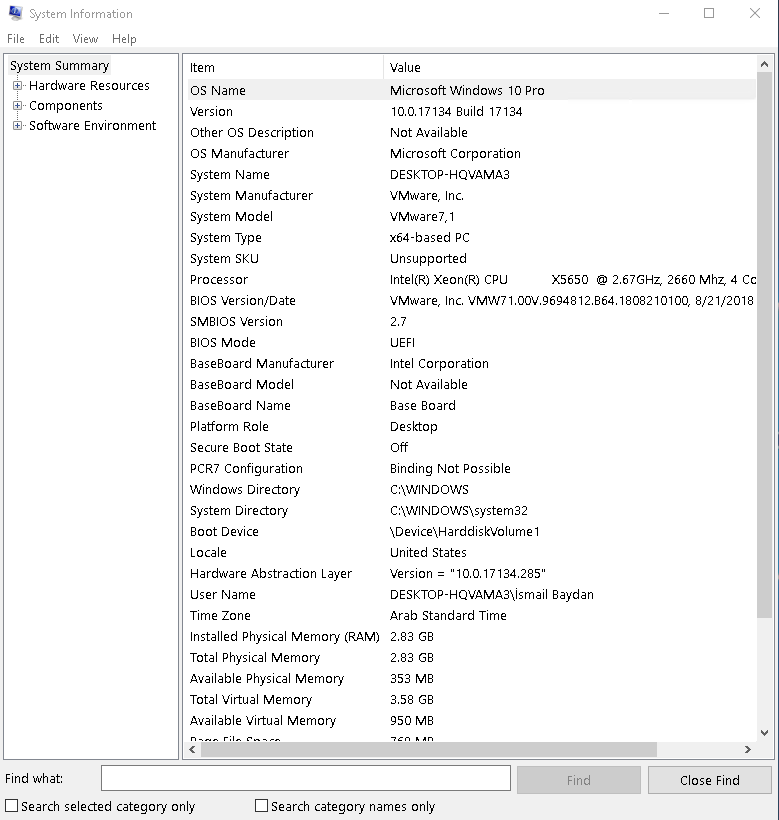 Windows System Information Panel