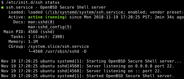 Get Status of Ssh Service