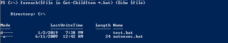 Foreach Through Specific File Extensions Like Bat