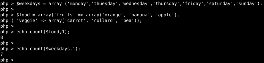 Recursive/Multidimensional Array Length with count() Function